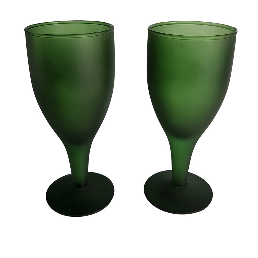 Copa Clasica Green Wine Glasses Set of 2 Painted Color Made in Mexico